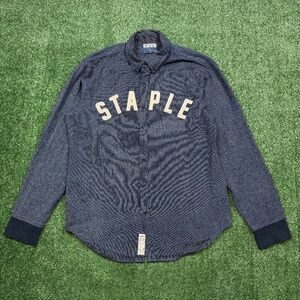 Staple Pigeon Work Wear Shirt Men's Size L Blue Chambray Button Up Long Sleeve